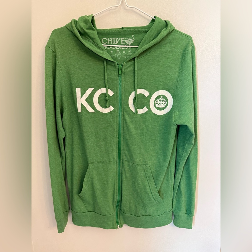 KCCO Green Lightweight Zip-Up Hoodie - Relaxed Fit Size M